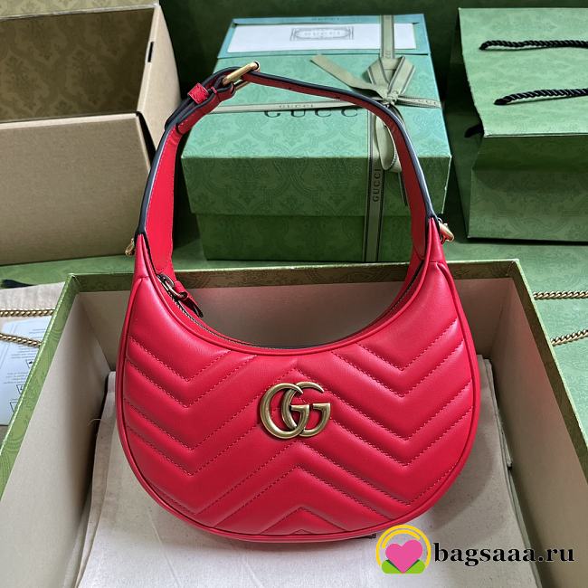 Bagsaaa Gucci GG Marmont matelassé red leather mini bag - 21.5x 11x 5cm - 1