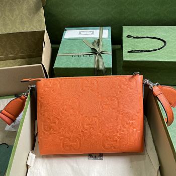 	 Bagsaaa Gucci GG embossed messenger bag in orange leather - 31x 24.5x 5cm