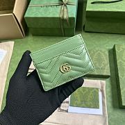 Bagsaaa Gucci GG Marmont matelassé keychain wallet in sage green leather - 10x 7cm - 1