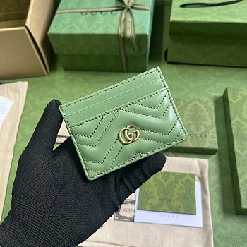 Bagsaaa Gucci GG Marmont matelassé keychain wallet in sage green leather - 10x 7cm