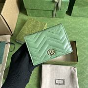 Bagsaaa Gucci GG Marmont matelassé card case wallet sage green - 11 x 8.5 x 3cm - 1