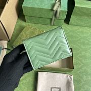 Bagsaaa Gucci GG Marmont matelassé card case wallet sage green - 11 x 8.5 x 3cm - 2