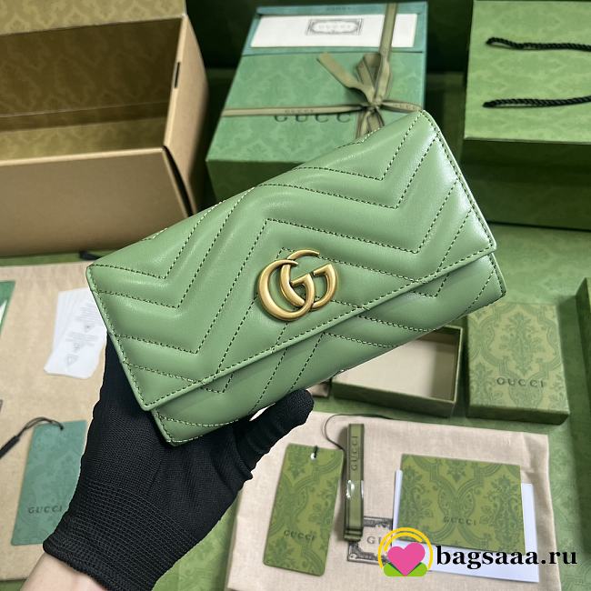 Bagsaaa Gucci GG Marmont continental wallet sage green - 19 x 10.5 x 3cm - 1