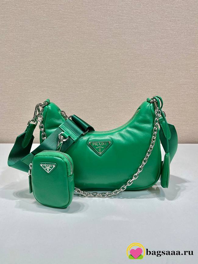 	 Bagsaaa Prada Padded nappa-leather Prada Re-Edition 2005 green shoulder bag - 22*18*6.5cm - 1