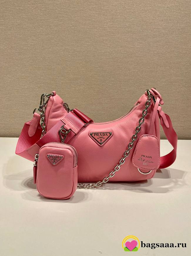 	 Bagsaaa Prada Padded nappa-leather Prada Re-Edition 2005 pink shoulder bag - 22*18*6.5cm - 1
