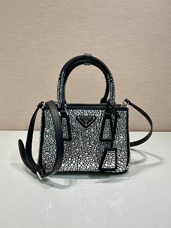 Bagsaaa Prada Galleria satin mini-bag with black crystals - 20*14.5*9.5cm