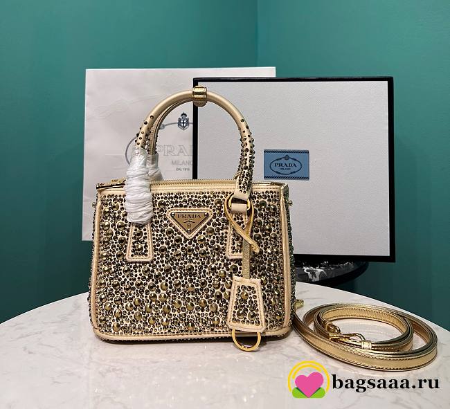 	 Bagsaaa Prada Galleria satin mini-bag with platinum crystals - 20*14.5*9.5cm - 1