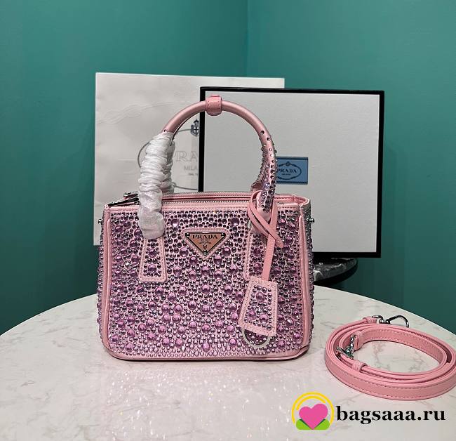 	 Bagsaaa Prada Galleria satin mini-bag with pink crystals - 20*14.5*9.5cm - 1