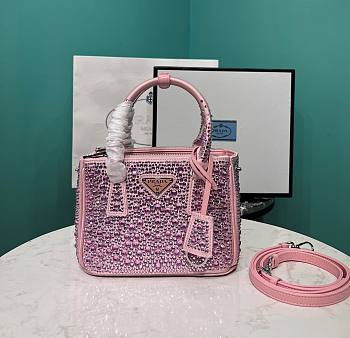	 Bagsaaa Prada Galleria satin mini-bag with pink crystals - 20*14.5*9.5cm