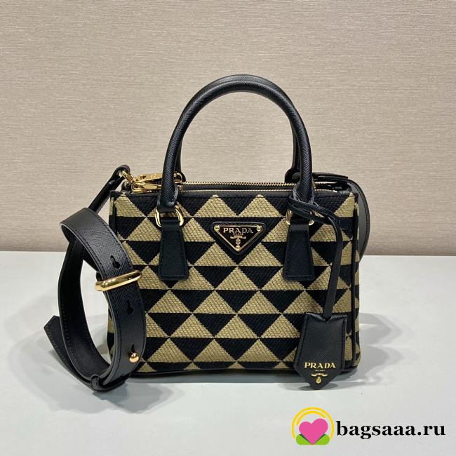 Bagsaaa Prada Symbole embroidered fabric mini black bag - 20x15x9.5cm - 1