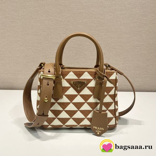 Bagsaaa Prada Symbole embroidered fabric mini brown bag - 20x15x9.5cm - 1