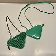Bagsaaa Prada Embellished satin and leather mini pouch green - 15x10x5cm - 6