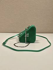 Bagsaaa Prada Embellished satin and leather mini pouch green - 15x10x5cm - 5