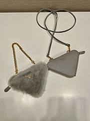 	 Bagsaaa Prada Shearling and Saffiano leather mini-pouch grey - 15x10x5cm - 5