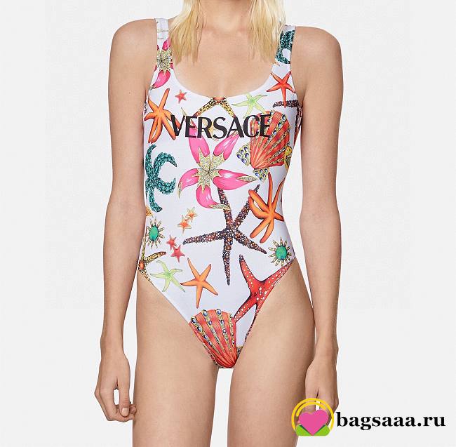 	 Bagsaaa Versace Tresor De La Mer One-Piece Swimsuit White Multicolor - 1