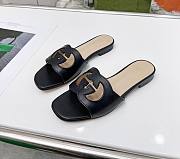 Bagsaaa Gucci Women's Interlocking G cut-out slide sandal black - 1
