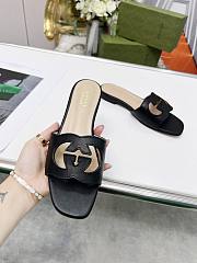 Bagsaaa Gucci Women's Interlocking G cut-out slide sandal black - 6