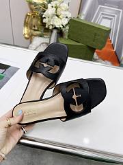 Bagsaaa Gucci Women's Interlocking G cut-out slide sandal black - 2