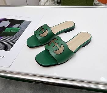 	 Bagsaaa Gucci Women's Interlocking G cut-out slide sandal green