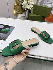 	 Bagsaaa Gucci Women's Interlocking G cut-out slide sandal green - 5