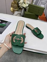 	 Bagsaaa Gucci Women's Interlocking G cut-out slide sandal green - 4