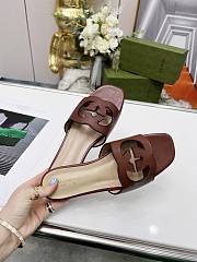 	 Bagsaaa Gucci Women's Interlocking G cut-out slide sandal dark brown - 2