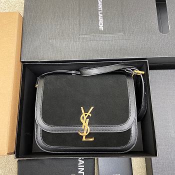 Bagsaaa YSL Solferino Medium Satchel in box black suede leather - 23 X 16 X 6 CM