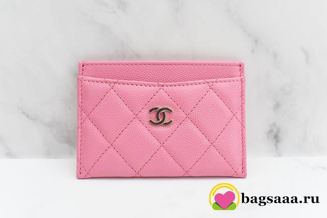 Bagsaaa Chanel Card holder Pink Caviar Leather - 11x7.5cm - 1