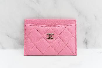 Bagsaaa Chanel Card holder Pink Caviar Leather - 11x7.5cm