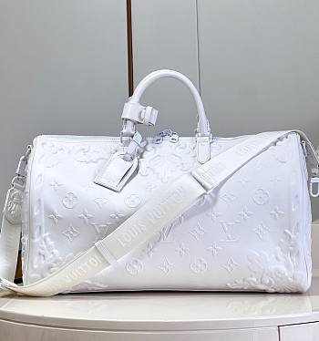 Bagsaaa Louis Vuitton Keepall Bandouliere Bag 50 White Optic - 50 x 29 x 23 cm