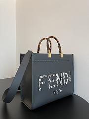 Bagsaaa Fendi Sunshine Medium Dark grey leather and elaphe shopper - 35x31x17cm - 2