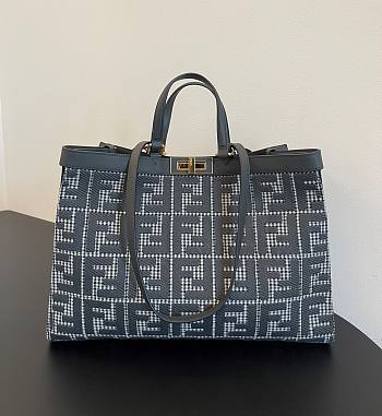 Bagsaaa Fendi X - Tote Grey houndstooth wool shopper with FF embroidery - 41x29.5x16cm
