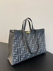 Bagsaaa Fendi X - Tote Grey houndstooth wool shopper with FF embroidery - 41x29.5x16cm - 3