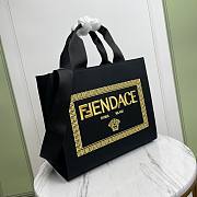 Bagsaaa Fendi Fendace Embroidered Canvas Logo Medium Black Bag - 5