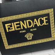 Bagsaaa Fendi Fendace Embroidered Canvas Logo Medium Black Bag - 6