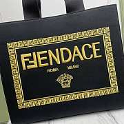 	 Bagsaaa Fendi Fendace Embroidered Canvas Logo Large Black Bag - 40×35×21.5cm - 6
