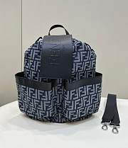 Bagsaaa Fendi Black Strike Backpack In Denim With Jacquard Ff Monogram Medium - 31.5*16*36CM - 1