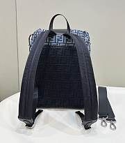 Bagsaaa Fendi Black Strike Backpack In Denim With Jacquard Ff Monogram Medium - 31.5*16*36CM - 3