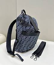 Bagsaaa Fendi Black Strike Backpack In Denim With Jacquard Ff Monogram Medium - 31.5*16*36CM - 2