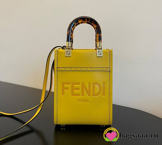 	 Bagsaaa Fendi Mini Sunshine Shopper Yellow Leather - 18x13x6.5cm - 1