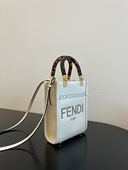 	 Bagsaaa Fendi Mini Sunshine Shopper White Leather - 18x13x6.5cm - 4