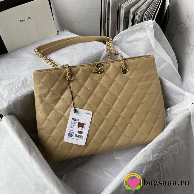 	 Bagsaaa Chanel Beige Quilted Caviar Tote - 31*23*14cm - 1