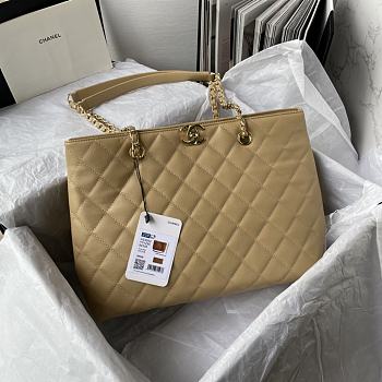 	 Bagsaaa Chanel Beige Quilted Caviar Tote - 31*23*14cm