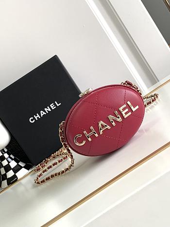 Bagsaaa Chanel Round Red Lambskin Bag - 8.5x12x6cm
