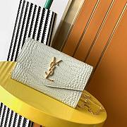 Bagsaaa YSL Uptown Chain Wallet In Crocodile Embossed Shiny Leather White - 19 X 12 X 3 CM - 4