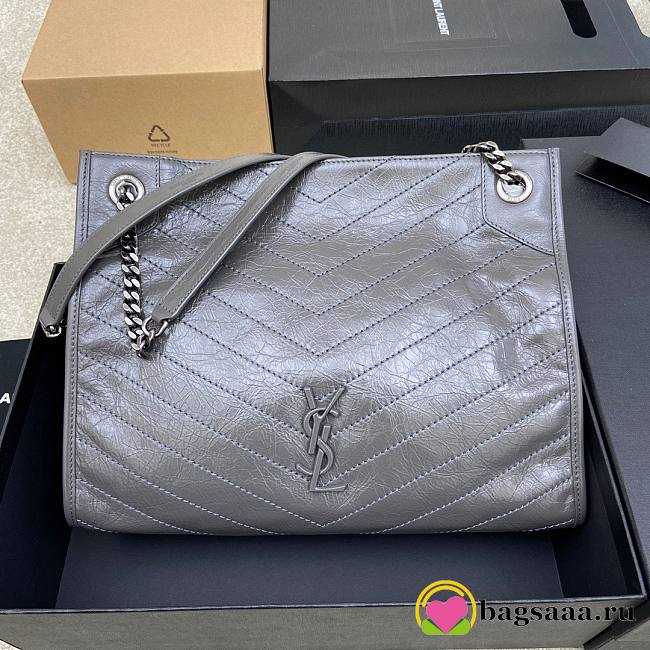 Bagsaaa YSL Niki Shopping In Vintage Dark Grey Leather - 33 X 27 X 11,5 CM - 1