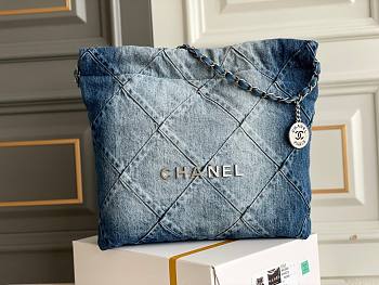 Bagsaaa Chanel bag 22 denim leather - 37x35x7cm