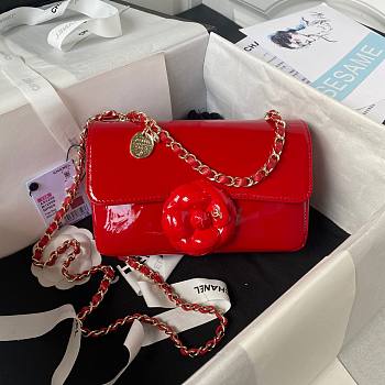 Bagsaaa Chanel Flap Bag Flower Patent Red Leather - 20cm
