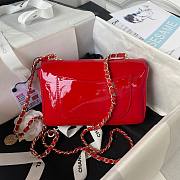 Bagsaaa Chanel Flap Bag Flower Patent Red Leather - 20cm - 6
