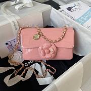 	 Bagsaaa Chanel Flap Bag Flower Patent Pink Leather - 20cm - 1